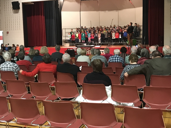 This is an image of k-4 Christmas concert practice.  